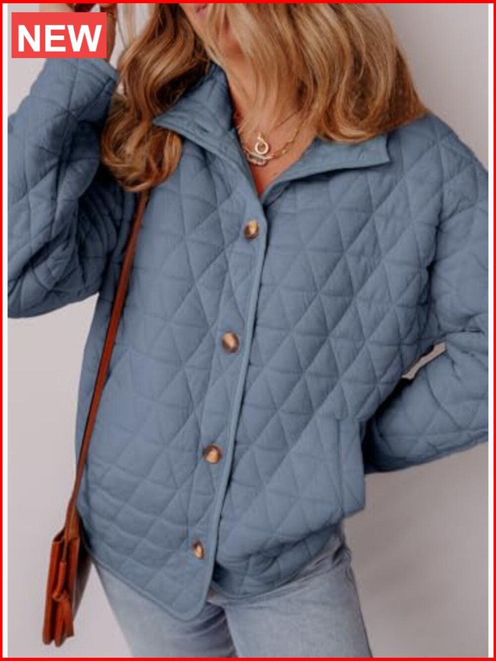 Lightweight Diamond Quilted Jacket Casual Winter Open Front Button Down Puffer - Picture 3 of 7